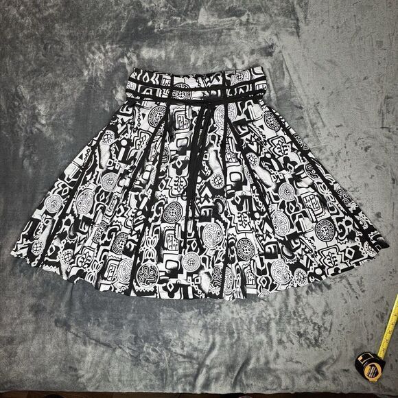 Lapis Skirt Sz M Women's White Black Print A-Line Full Pull On  Stretch Comfort - Picture 2 of 12